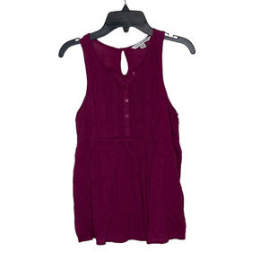 American Eagle Womens Sleeveless 1/2 Button Tank Top Blouse Size XS Maroon‎